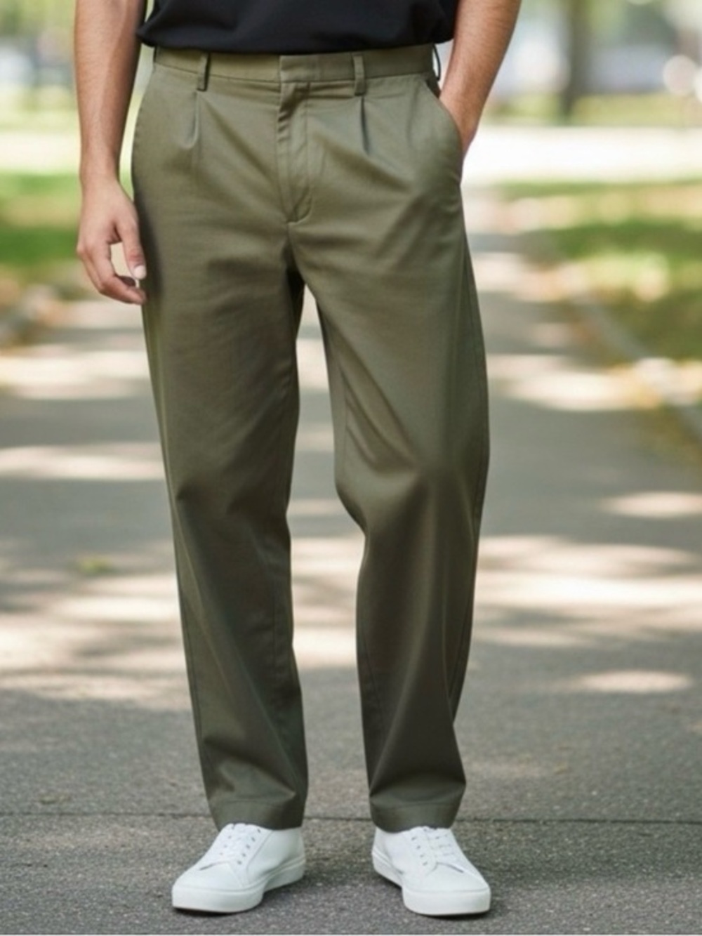 🫶🏻 Docker’s Iron Free Cotton Khaki Flat Front Trousers 44 x 30